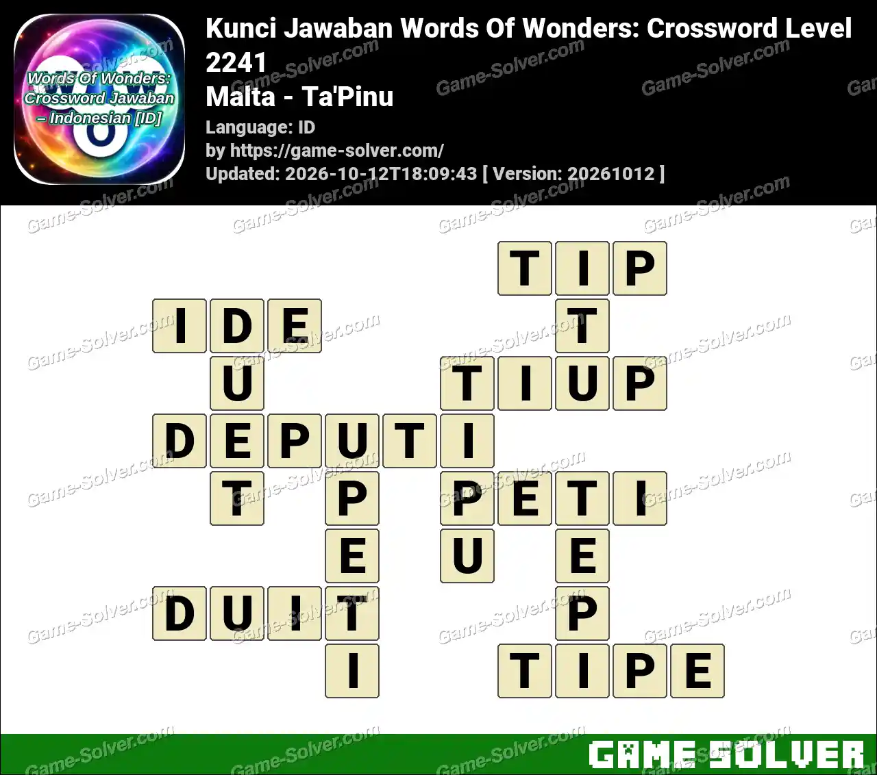 Kunci Jawaban Words Of Wonders: Crossword Level 2241 – Malta – Ta’Pinu